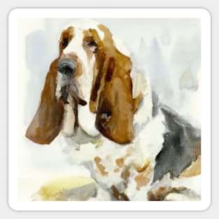 Basset Hound Watercolor Painting - Dog Lover Gifts Sticker